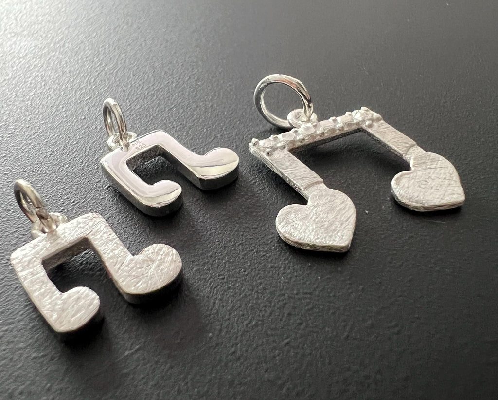 Music note pendant 925 silver, 10 mm & 18 mm, 2 variants