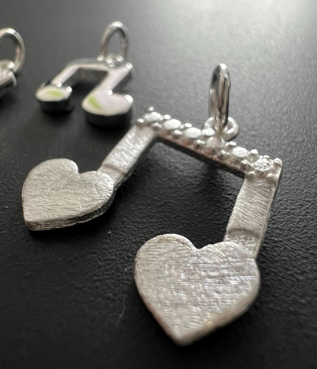 Music note pendant 925 silver, 10 mm & 18 mm, 2 variants