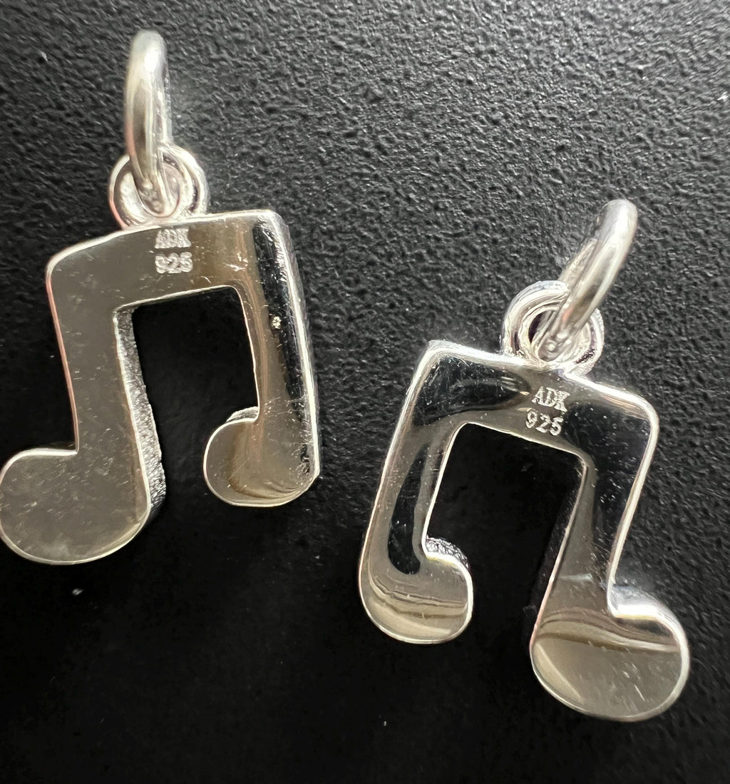 Music note pendant 925 silver, 10 mm & 18 mm, 2 variants
