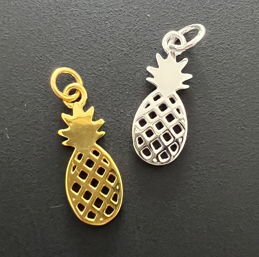 Ananas Anhänger 925-Silber oder vergoldet, 23 × 9 mm