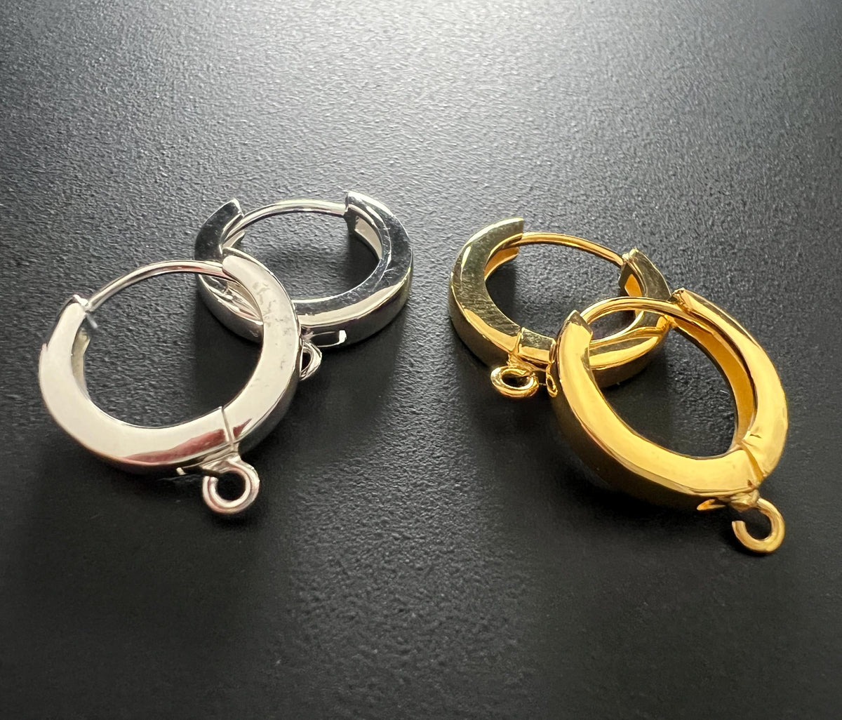 Creolen mit offener Öse 925-Silber oder vergoldet, 15 × 17 mm