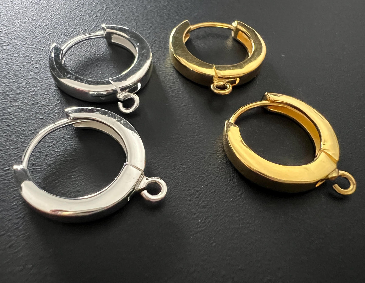 Creolen mit offener Öse 925-Silber oder vergoldet, 15 × 17 mm