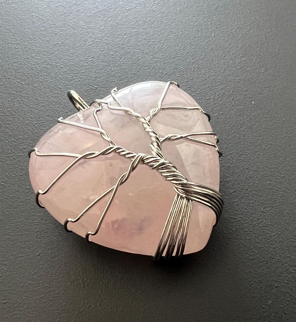 Herz Anhänger Opal-Glas oder Rosenquarz, 30 mm