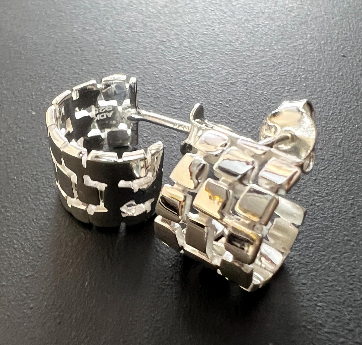 Creolen 925-Silber, Rechtecke, 12 × 9 mm | BX8