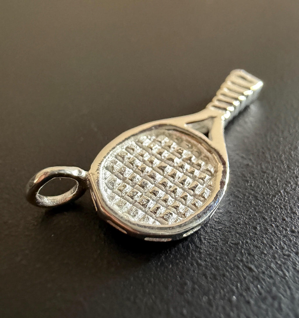 Tennis racket pendant 925 silver, 8 × 19 mm | T79