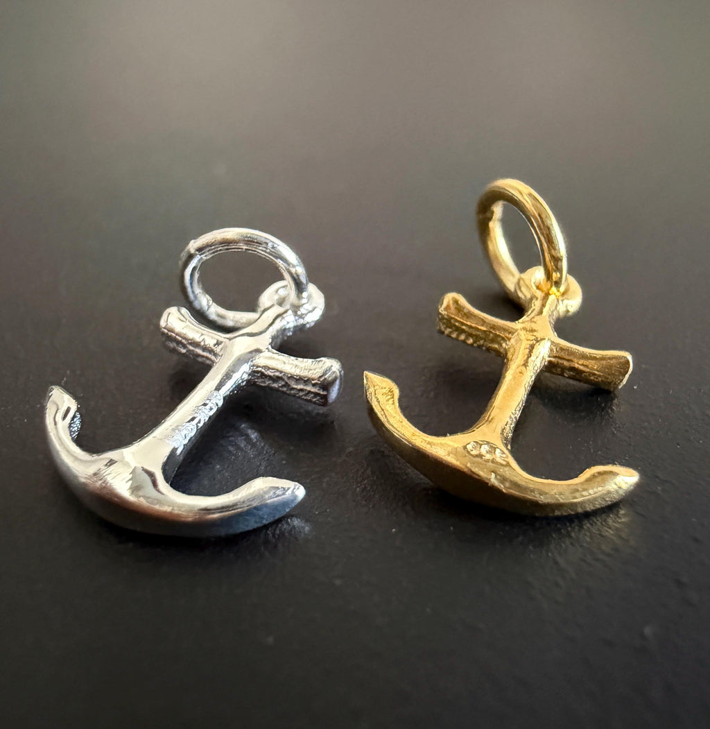 Anker Anhänger 925-Silber oder vergoldet, 10 × 13,5 mm