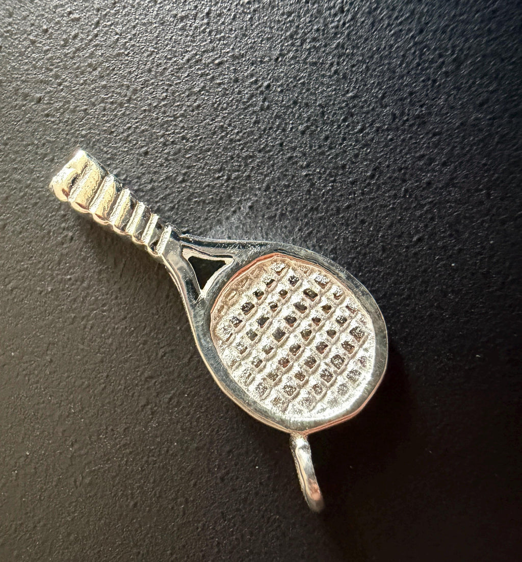 Tennis racket pendant 925 silver, 8 × 19 mm | T79