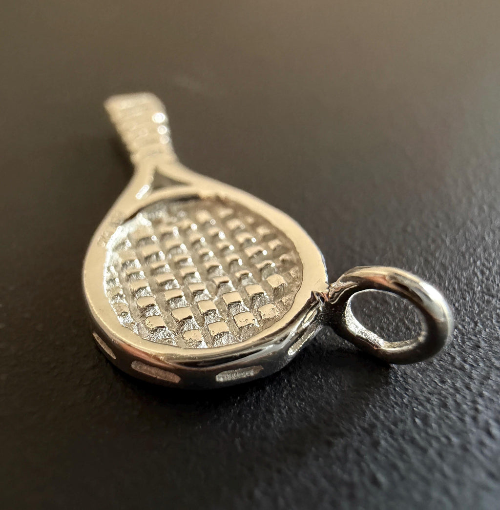 Tennis racket pendant 925 silver, 8 × 19 mm | T79
