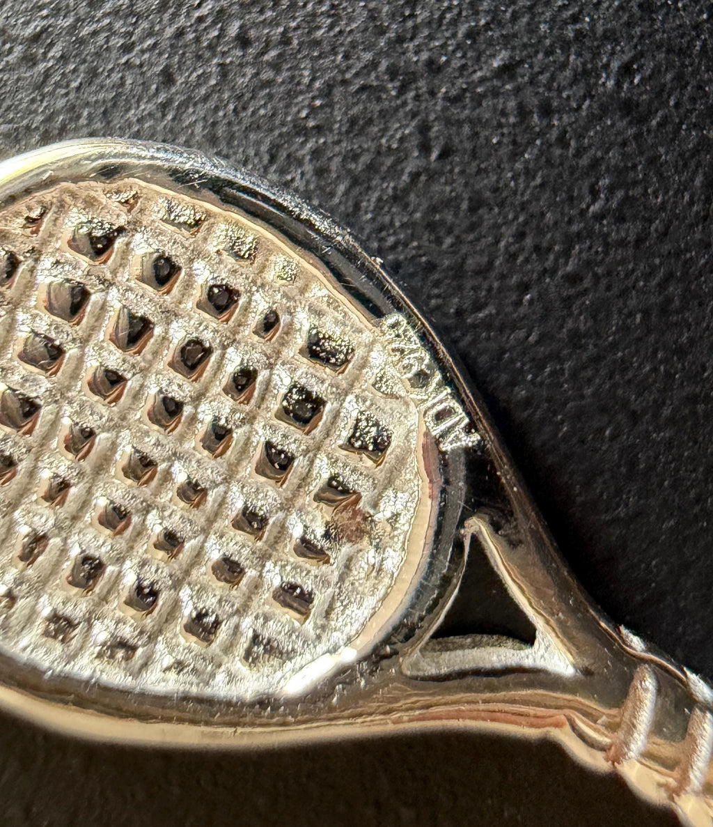 Tennis racket pendant 925 silver, 8 × 19 mm | T79