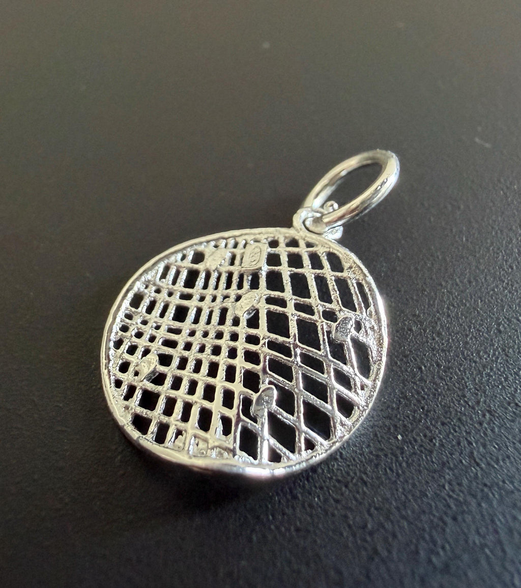 Anhänger rund, Gitter, 925-Silber, 16 mm | T60