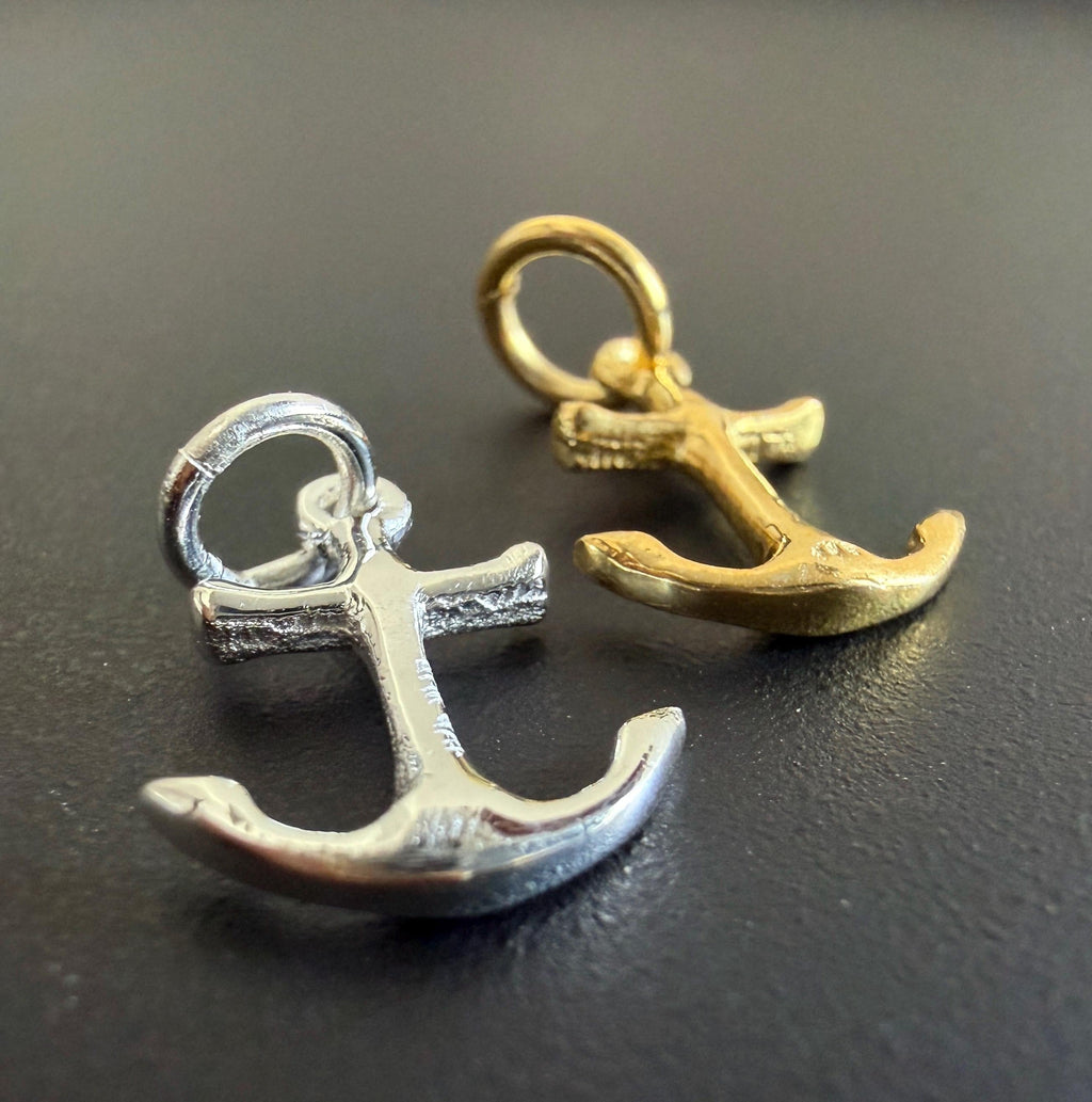 Anker Anhänger 925-Silber oder vergoldet, 10 × 13,5 mm