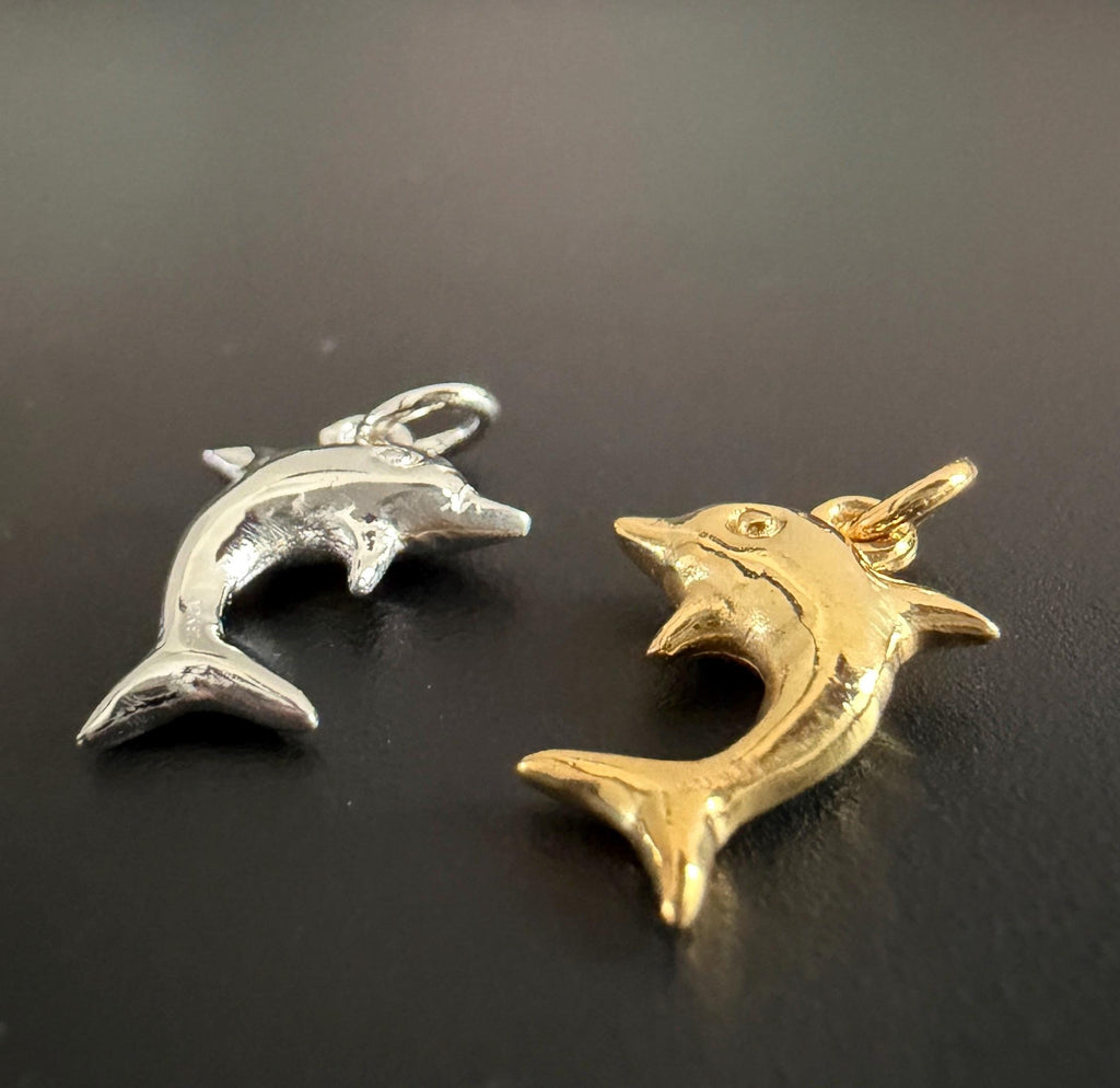 Dolphin pendant 925 silver or gold-plated, 11 × 14 mm