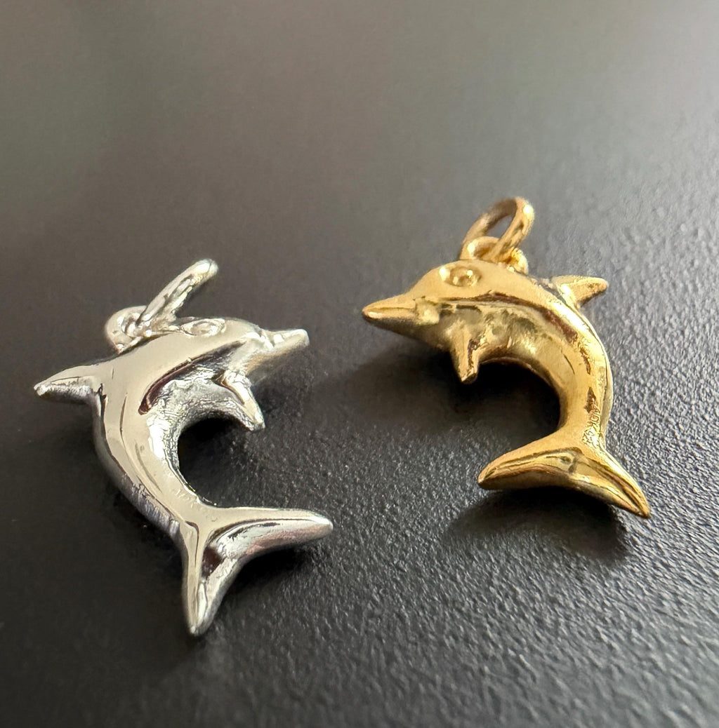 Dolphin pendant 925 silver or gold-plated, 11 × 14 mm