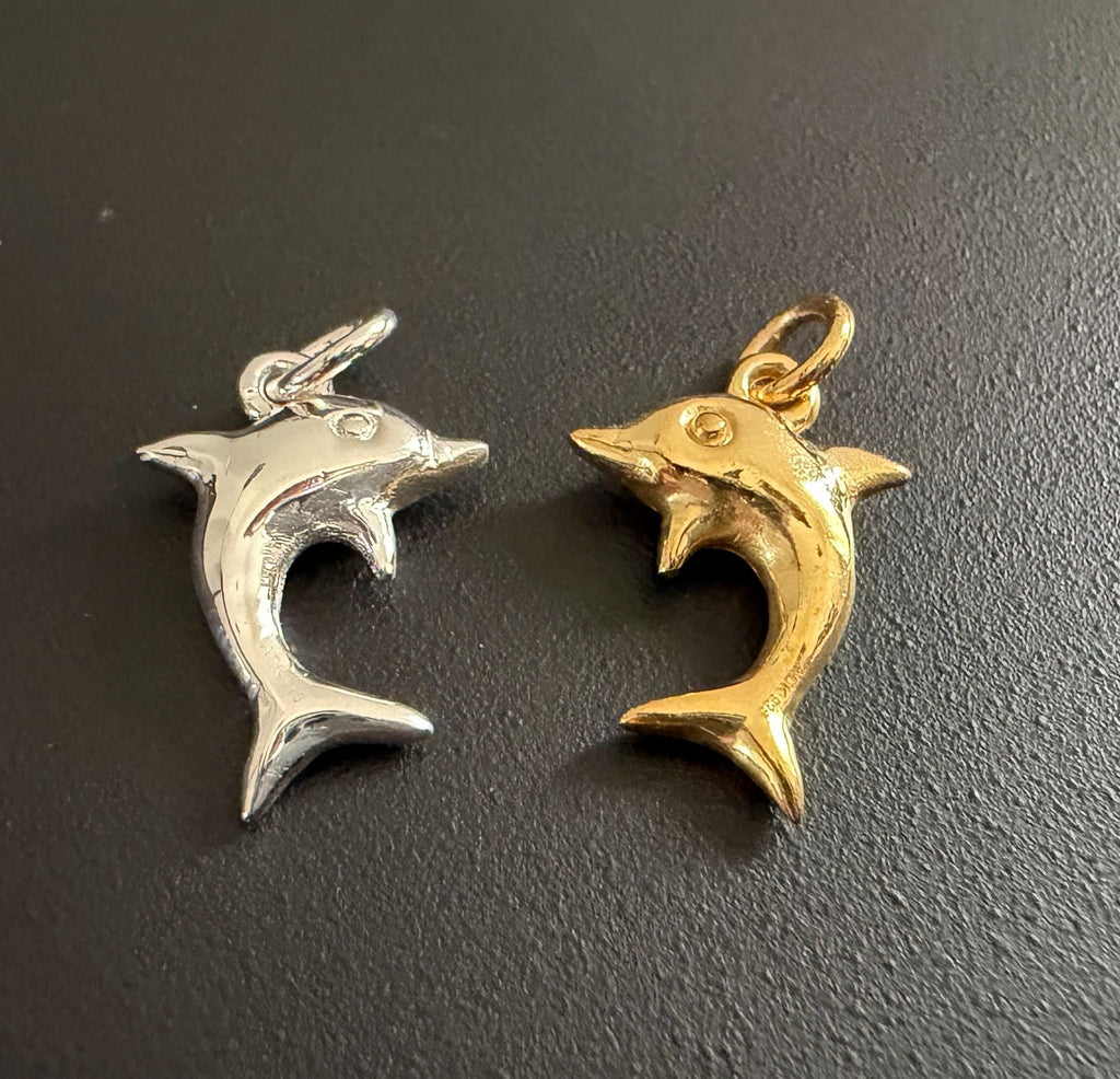 Dolphin pendant 925 silver or gold-plated, 11 × 14 mm