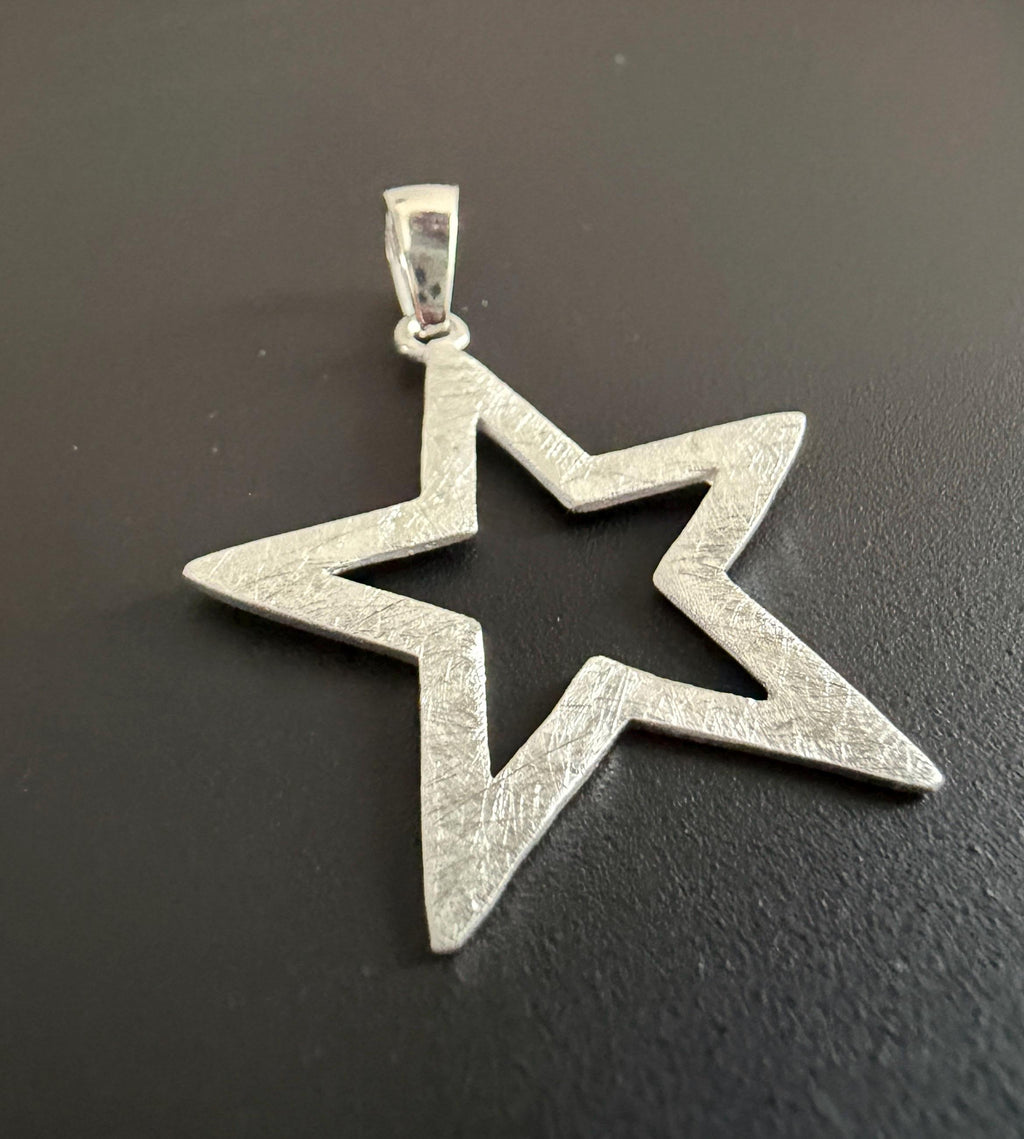 Stern Anhänger 925-Silber, gebürstet, 28 × 31 mm | U23
