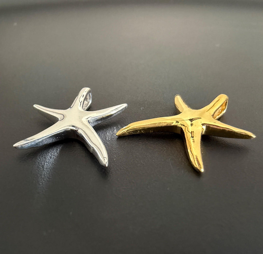 Starfish pendant 925 silver or gold-plated, 16.5 × 18.5 mm