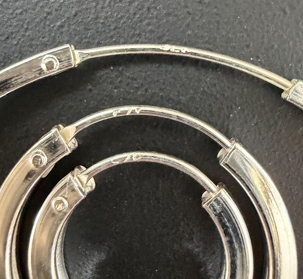 Creolen 925-Silber, eckig, geschlossen, 14 – 40 mm