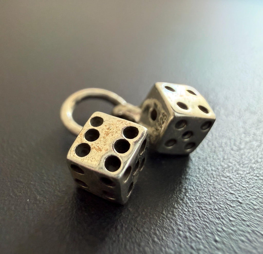 Dice pendant 925 silver, blackened, 5 × 5 mm | U26