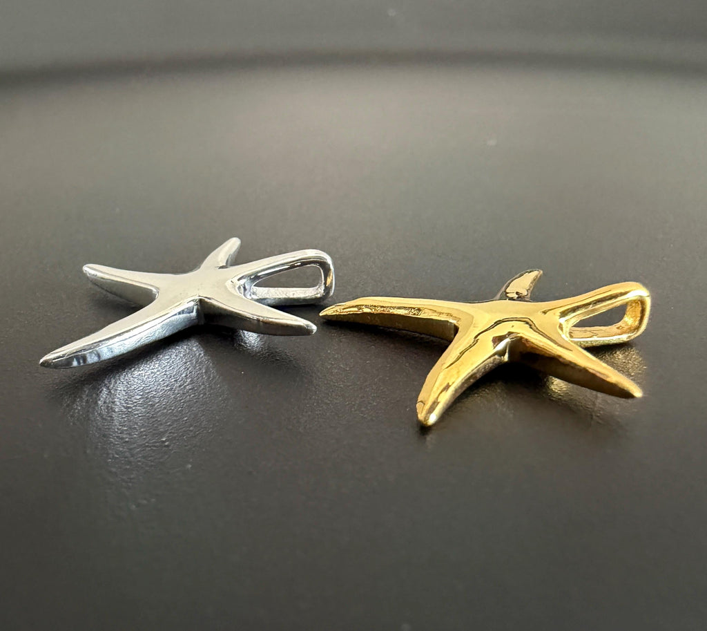 Starfish pendant 925 silver or gold-plated, 16.5 × 18.5 mm