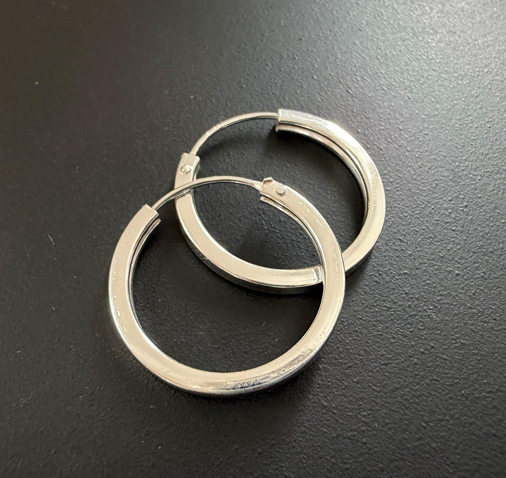 Creolen 925-Silber, eckig, geschlossen, 14 – 40 mm