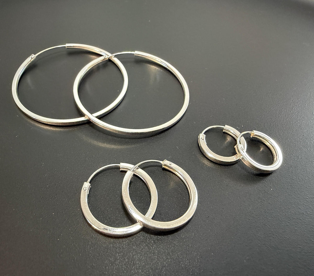 Creolen 925-Silber, eckig, geschlossen, 14 – 40 mm