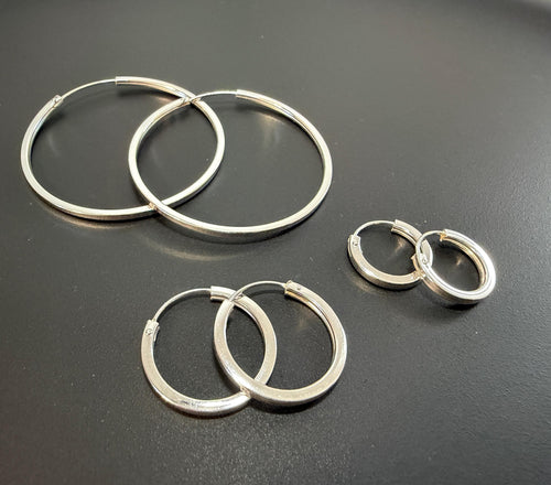 Creolen 925-Silber, eckig, geschlossen, 14 – 40 mm