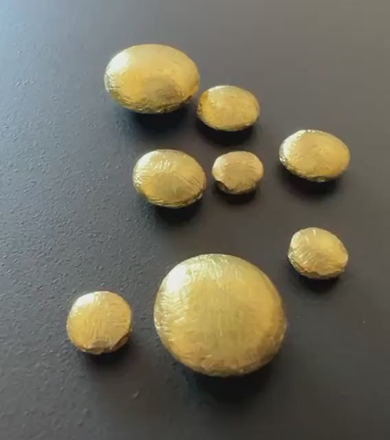 Coin / lens, gold-plated 925 sterling silver, brushed, 6 – 12 mm