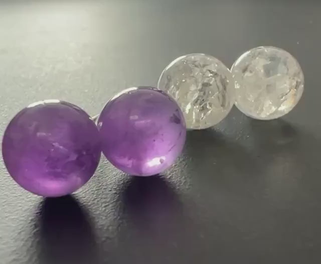 Ohrstecker Bergkristall oder Amethyst, 925-Silber, 8 mm