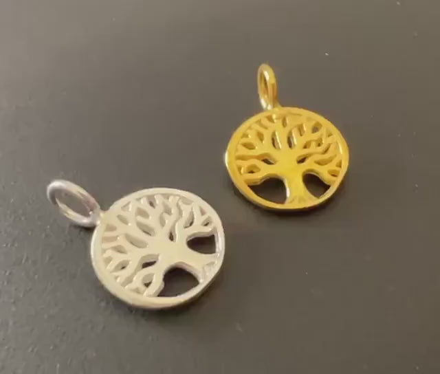 Lebensbaum Anhänger 925-Silber oder vergoldet, 11 mm